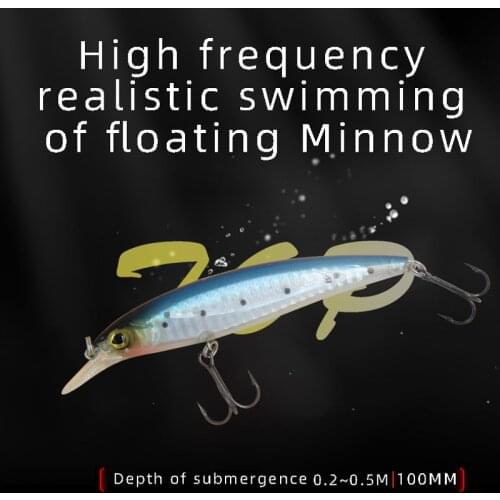 PR-LABS 1PCS Floating Minnow Fishing Lure 10CM 20G VMC hooks Laser Fish High Quality Baits Good Action Wobbler Tackle Crankbait