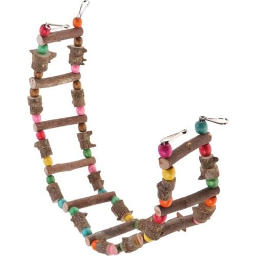 Bird Parrot Rat Hamster Chinchilla Toy, Wooden Ladder Bridge Swing Hanging Ladder Toy for Pet Trainning