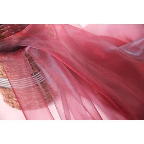 Pink fabric super dense Organza gradient magic color fabric encryption wedding dress headdress lightweight soft yarn