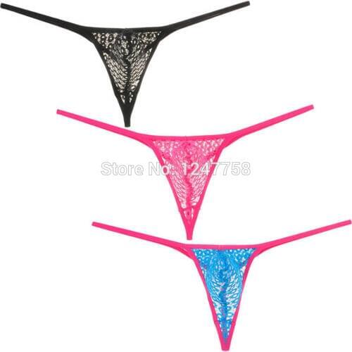 Sexy Pouch String Micro Thong Men Tanga See-through Lace Bikini T-Back Underwear