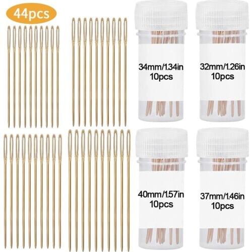 LMDZ 40 Pcs Large Eye Sewing Needles +4Pcs Bottles DIY Leather Crafts Handmade Needle Embroidery Thread Needle Accessories