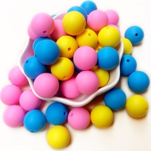 Joepada 10pcs 15mm Silicone Teething Beads For Necklace Chews Pacifier Chain Clips Silicone Beads Soft Texture Silicone Teethers