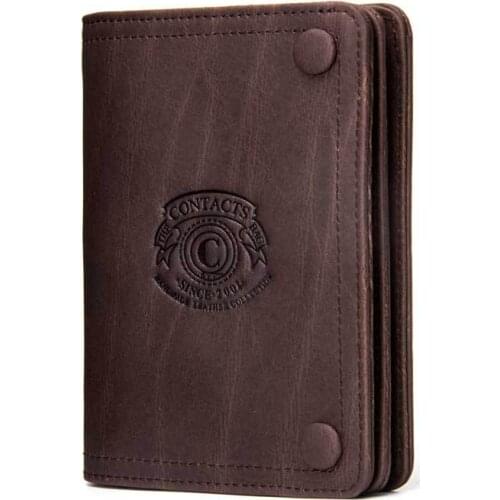 Double Fold Men Short Wallet Big Capacity Fashion Vintage Mens Wallet Luxury Brand Genuine Leather Male Coin Purse Card Holder