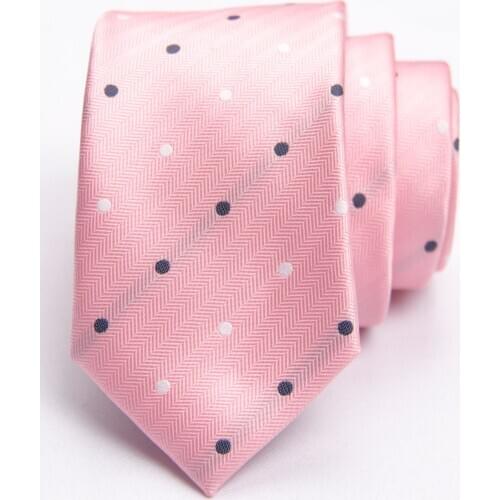 Pink dotted pattern tie with fashion patterned skinny ties men 2020