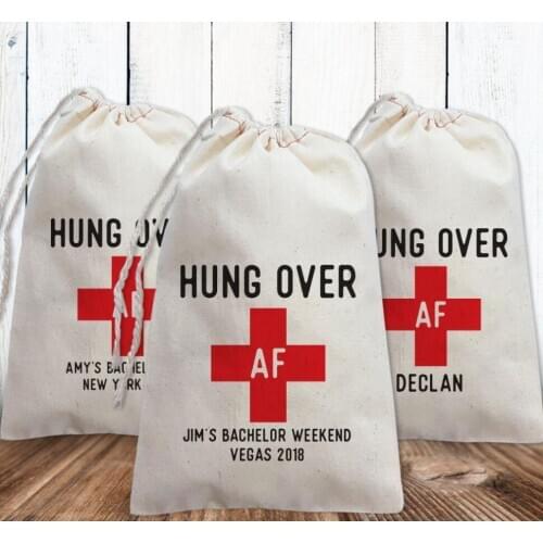 Custom Hangovers Kit Bag, Hungover AF, Funny Bachelorette Party Favor Bags, Bachelor Party Favors, Personalized Gift Bags packet