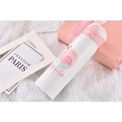 1PC Stainless Steel Flamingo Thermos Bottle Cartoon Thermal Mugs Cup for Coffee Portable Travel Insulated Vacuum Flask NY 004
