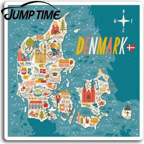 Jump Time for Denmark Danish Map Vinyl Stickers Sticker Laptop Luggage Gift Car Decal Window Wiper Trunk Car Styling