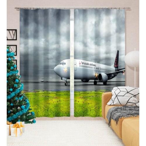 High quality custom 3d curtain fabric green scenery white fly curtain 3D Window Curtain For Living Room