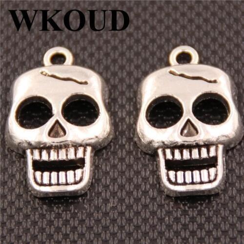 WKOUD 20pcs Silver Plated man skull series necklace, Earring Jewelry alloy Pendant DIY Metal Jewelry Findings