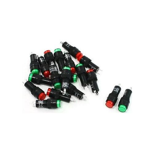 Green Red N/O OFF-(ON) 2 Pins Round Self Lock Push Button Switch Latching