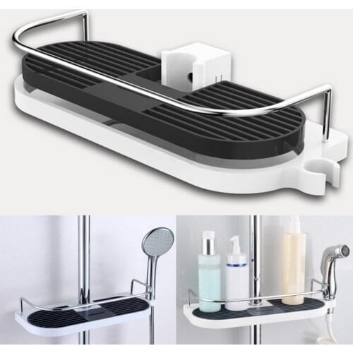 1Pcs Adjustable Bathroom Pole Caddy Shower Shelf Organizer for Shower Head Shampoo Tray Stand Home Shower Lift Rod Bracket Tray