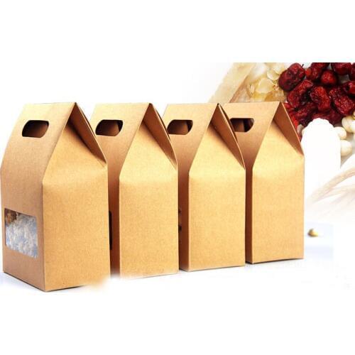 10*15.5*6 1000pcs stand up brown kraft paper bags boxes recyclable for wedding/Gift/Jewelry/Food/Cookie/Candy Package Paper Box