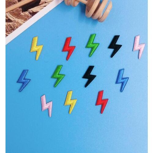10 Pcs/Lots Colorful Small Lightning Embroidery Cloth Sticker Decoration DIY Cute Cloth Stickers Sewing Accessories