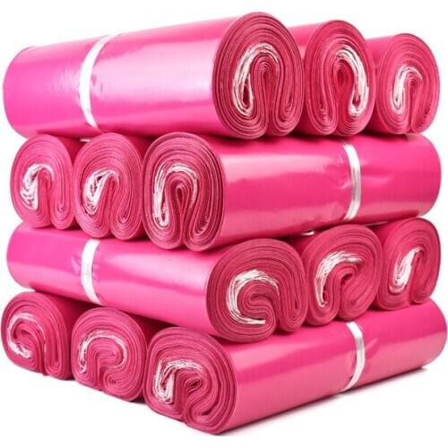 100Pcs Wholesale Express Bag Rose Red Courier Bags Self Seal Adhesive Mailing Bags Thick Waterproof Plastic Poly Envelope 10Size