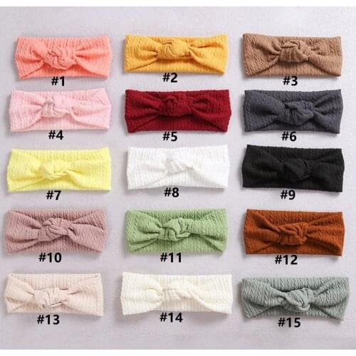 20Pcs/Lot, 18 CM Baby Waffle Cable Knit Knotbow Nylon Headbands,Newborn Elastic Hairbands,Girls Ribbed Headband Hair Accessories