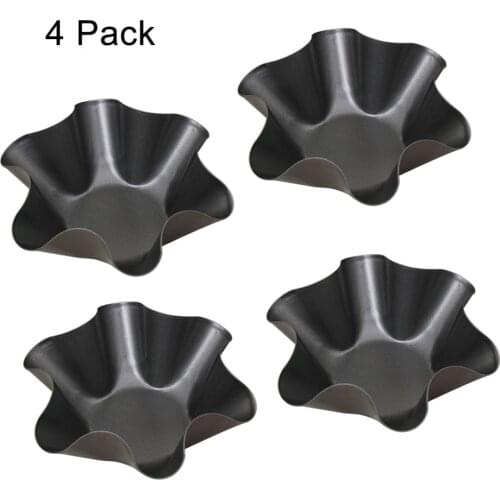 4pcs Non-Stick Carbon Steel Six-petal Flower Shape Cake Mold Taco Pot Salad Bowl Tortilla Pan for Cookies Pastry Cake Salad Hold