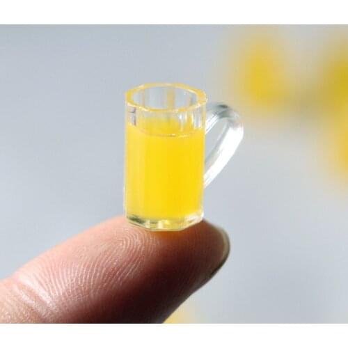 4Pcs Resin Mini Orange Juice Cup 1:12 Scale Dollhouse Kitchen Decoration Simulation Toy Doll House Accessories