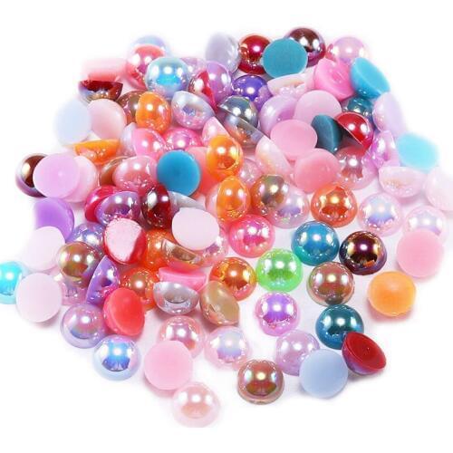 2 3 4 5 6 8 10 12 14 MM Imitation Pearl Round Half Bead Black AB Colors Beads For Jewelry Making Women Nail Art DIY Accessories