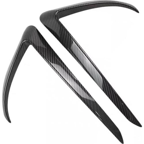 Car Front Fog Lamp Deflector Eyebrow Wind Knife Carbon Fiber Decorative Stickers for Tesla Model 3 2018-2020 Car Styling