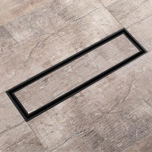 Black rectangular 300*82mm copper bathroom large row of insect-proof and odor-proof invisible floor drain HIDL156-3