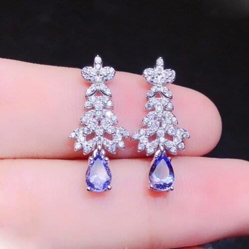 CoLife Jewelry 925 Silver Tanzanite Drop Earrings for Wedding 4mm*6mm Natural Tanzanite Silver Earrings Fashion Gemstone Eardrop