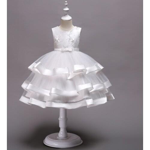 Children White Layered Tutu Princess Birthday Party Wedding Bridesmaid Summer Dress Gown Vestidos Baby Girls Clothes 10 Years