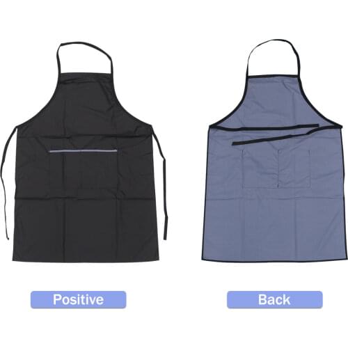 Beauty Salon Apron Waterproof Working Clothes Multi-use Hairdressing Apron Front Lagre Pockets Protective Pinafore (Black, Rando