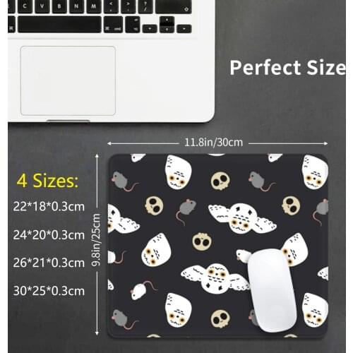 Halloween Snowy Owl Pattern Mouse Pad DIY Print Halloween Pattern Snowy Owl Skull Rats Rat Mouse Albino