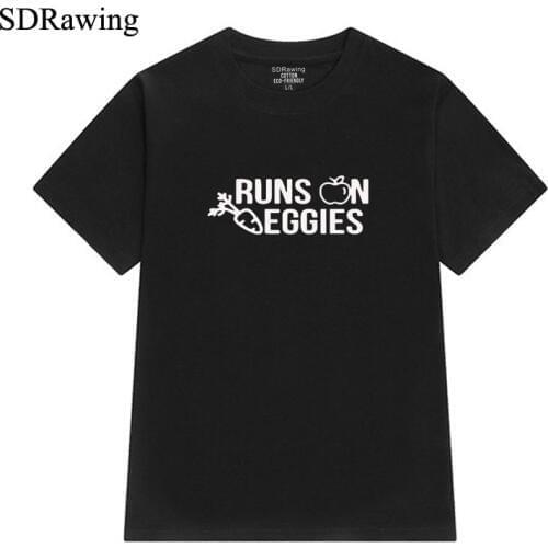 Runs on Veggies cotton t shirt Unisex Tees Plant Vegetables Vegan Shirts Vegetarian Tshirts Plants Kale Humor Cute Funny tops