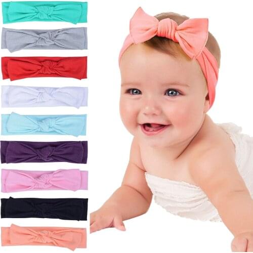 Cotton Headband For Baby Girls Baby Boys Soft Bow Knot Turban Hair Bands Baby Hair Accessories For Children Headwear