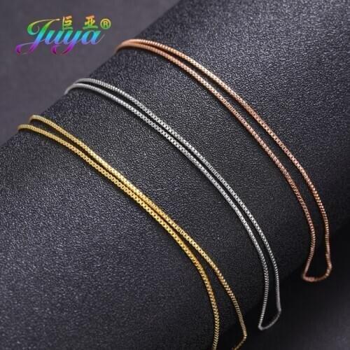 Juya 4pcs/Lot Wholesale DIY Silver/Rose Gold Color Needle Pin Clasp Box Chains For Fashion Pendant Necklace Making Components