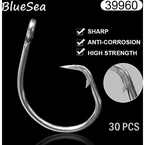 BlueSea 39960 8/0-14/0 30 Pcs/Pack Stainless Steel Tuna Circle Fish Hooks Big Game Fish Tuna Circle Bait Fishhooks