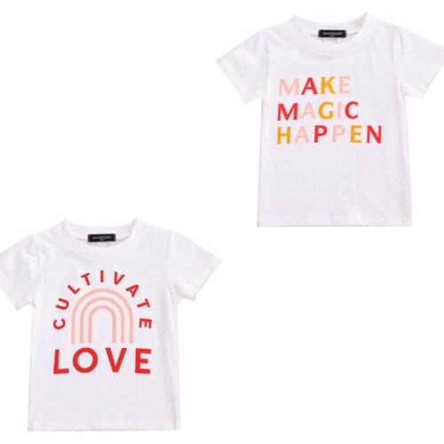 Lioraitiin 1-5Years Toddler Baby Girl Fashion Summer T-Shirt Short Sleeve Letter Printed Withe Top For Childrens Clothing