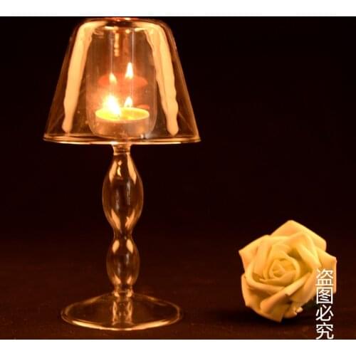 Fashion crystal transparent glass table lamp mousse romantic home decoration gifts Candlestick
