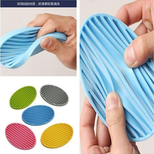 Candy Color Fashion Silicone Flexible Soap Dish Plate Bathroom Soap Holder High Quality