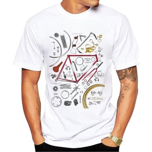 Summer Men Short Sleeve Muntain Bike Mtb Life Style Adventure Travel Drawing Bicycles Tatto T-Shirt White Casual Tops Boy Tees
