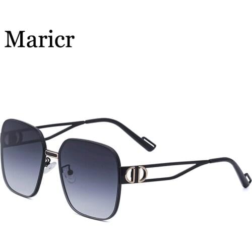 Maricr 2021 Hot Oversized Sunglasses Mens Luxury Brand Designer Shades Big Metal Frame Square UV400 Eye Glasses Womens