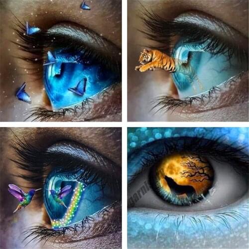 5D DIY Diamond Painting Eye Animal Diamond Embroidery Full Square/Round Drill Cross Stitch Kits Mosaic for Living Room Decor