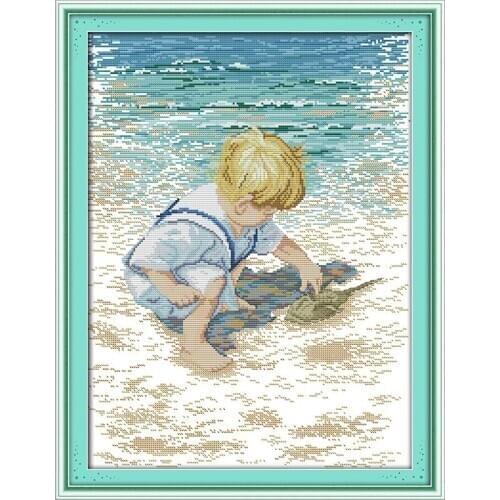 Pick up shells Cross Stitch Kits Handmade Decorative paintings Chinese Embroidery Needlework DMC Counted Cross-stitch set Gift