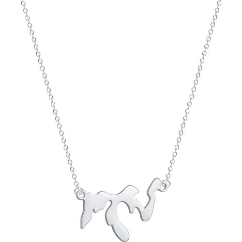 Michigan Lake Pendant Necklace, Lady clavicle chain, stainless steel map plate, Michigan, USA Souvenir