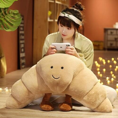 High Quality 70cm Lovely Smile Croissant Pillow Kawaii Dolls Stuffed Soft Bread Cushion For Kids Girls Birthday Valentine Gifts