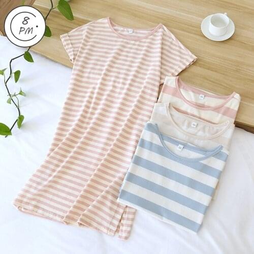 Striped Sexy Sleeveless Nightdress Womens Summer Fashion Casual Sleepdress Pyjamas Women Nightwear mujer Plus Size ouc136
