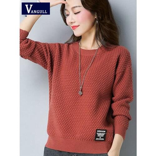VANGULL Women Pullover and Sweaters 2019 New Long Sleeve Pull Femme Autumn Winter Women Top Warm Knittwear High Elastic sweaters