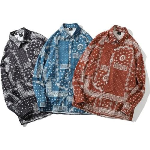 Men Shirt 2021 New Arrival Spring And Autumn Trend Fashion Flowers Loose Geometric Patterns Male Shirt Thin Chinese Style S124