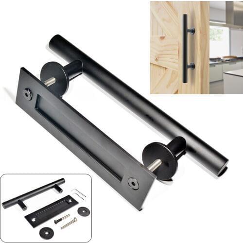 Black 12 inch Sliding Barn Door Pull Handle 35-45mm Door Home Bar Flush Pull handle