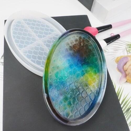 Fish Scale Tray Epoxy Resin Mold Plate Dish Silicone Mould DIY Crafts Casting Tools T84A