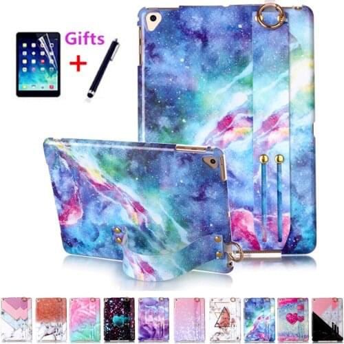 Case For New iPad 9.7 2017 2018 Silicone Back Cover For iPad Air 1 2 Funda hand strap Tablet colorful cases+screen protector+pen