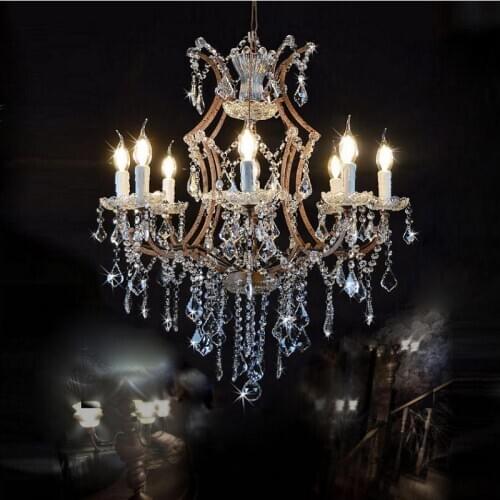 Vintage Crystal Chandelier Light D65cm H60cm E14 Candle Chandeliers Lustres de Cristal for Living Dining Room Restaurant Light