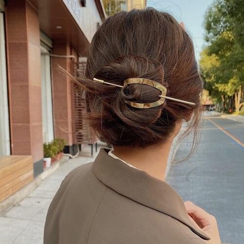 New Simple Geometric Metal Hair Clip for Women Fashion Gold Silver Color Hollow Hair Sticks Girl Korean Hairpin Hair Accessories
