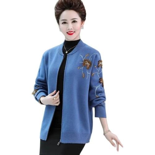 2021Middle-aged Women Knitted Sweaters Cardigan Autumn Winter Loose Casual Knit Cardigan Womens Sweater Knitwear Plus Size 4XL